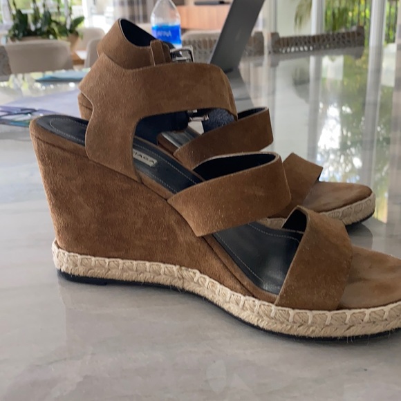 COPY - Balenciaga brown suede wedge sandals - Picture 1 of 4